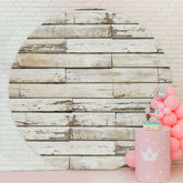 Aperturee - Circle Old White Wooden Backdrop For Birthday